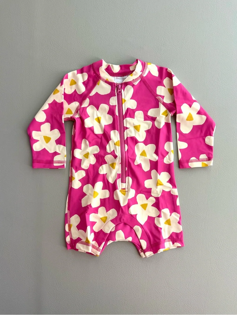 Hanna Andersson Long Sleeve Rashguard Pink Flowers Baby Swimsuit 6-12M - New